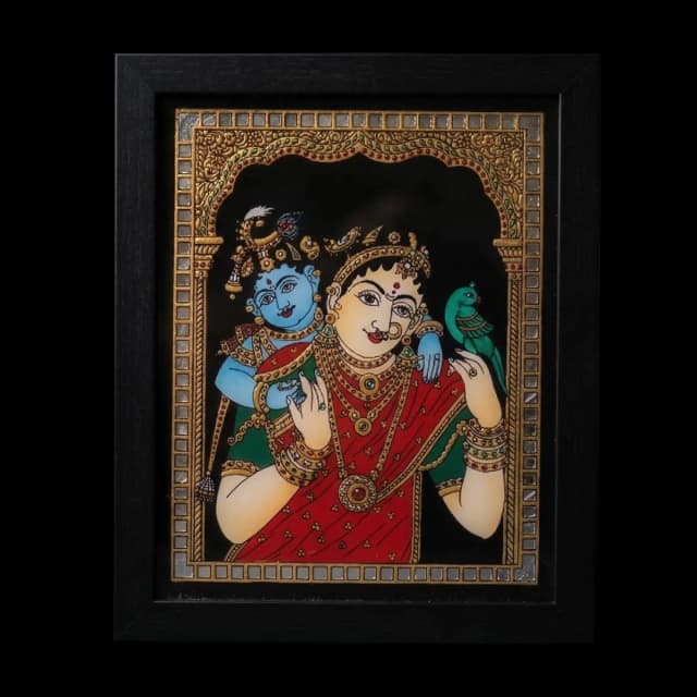 Yashoda & Krishna Reverse Glass Painting