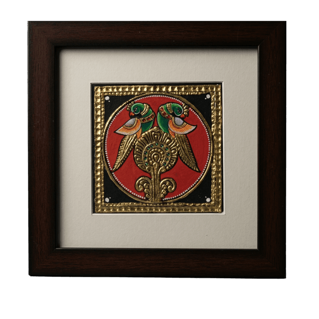 Twin Parrots Tanjore Painting