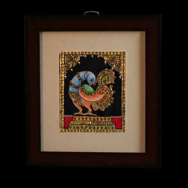 Traditional Bird Motif Tanjore Painting