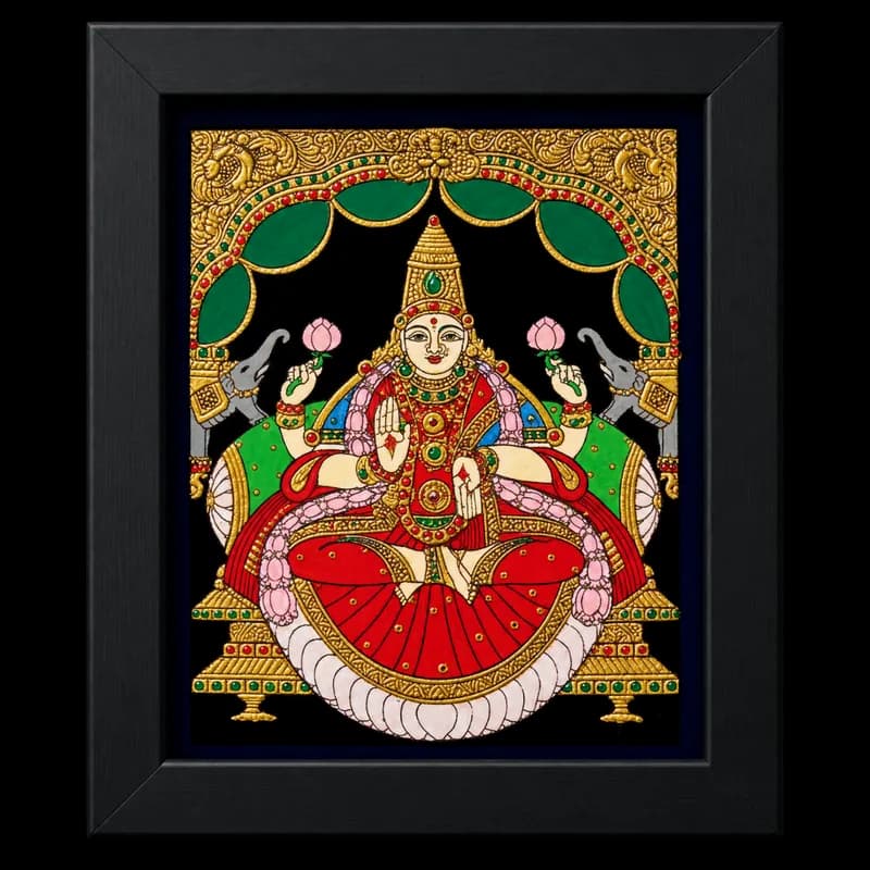 Goddess Lakshmi Reverse Glass Painting (Small)