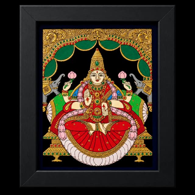 Goddess Lakshmi Reverse Glass Painting (Small)