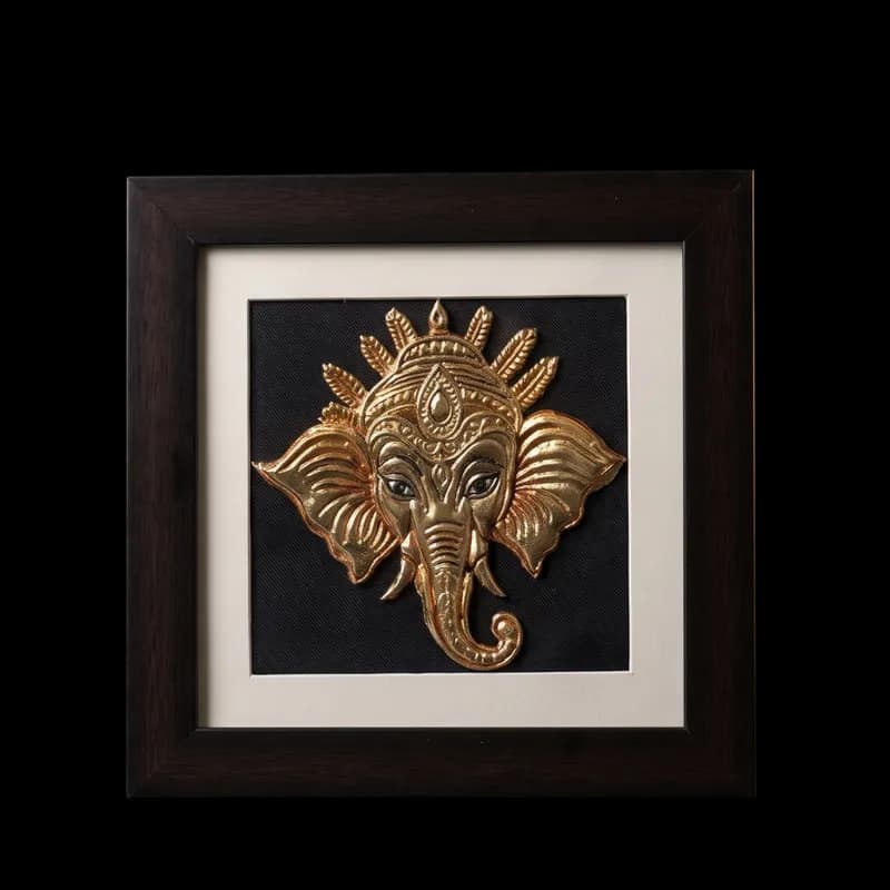 Gold Foil Ganesha Face Tanjore Painting