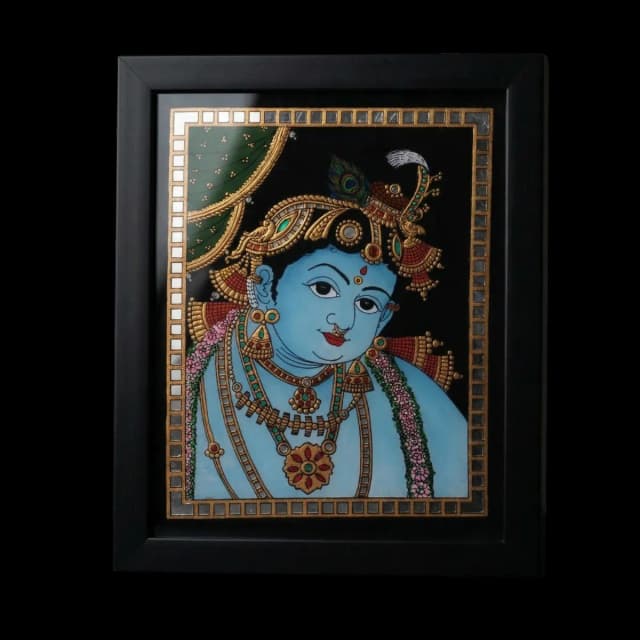 Lord Krishna Reverse Glass Painting