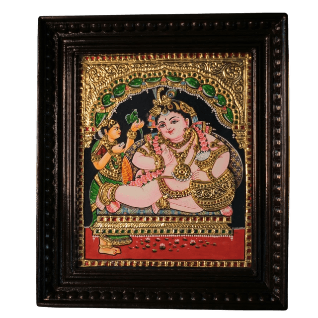 Butter Krishna or Bala Krishna Tanjore Painting 