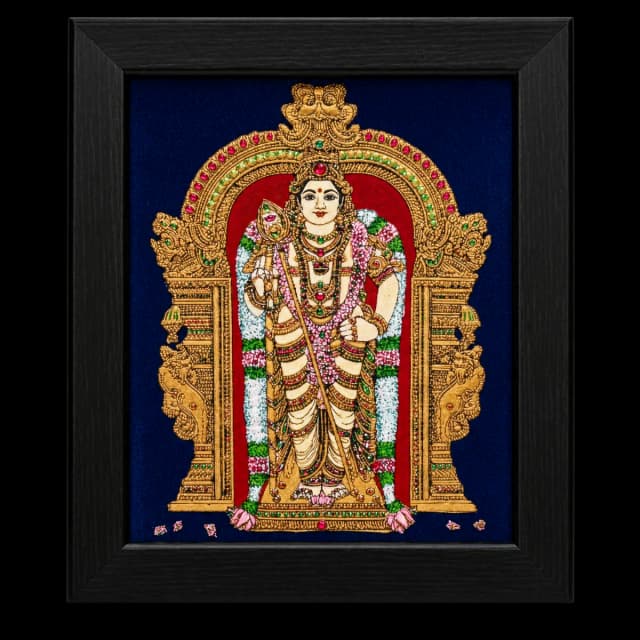 Lord Murugan Reverse Glass Painting (Small)