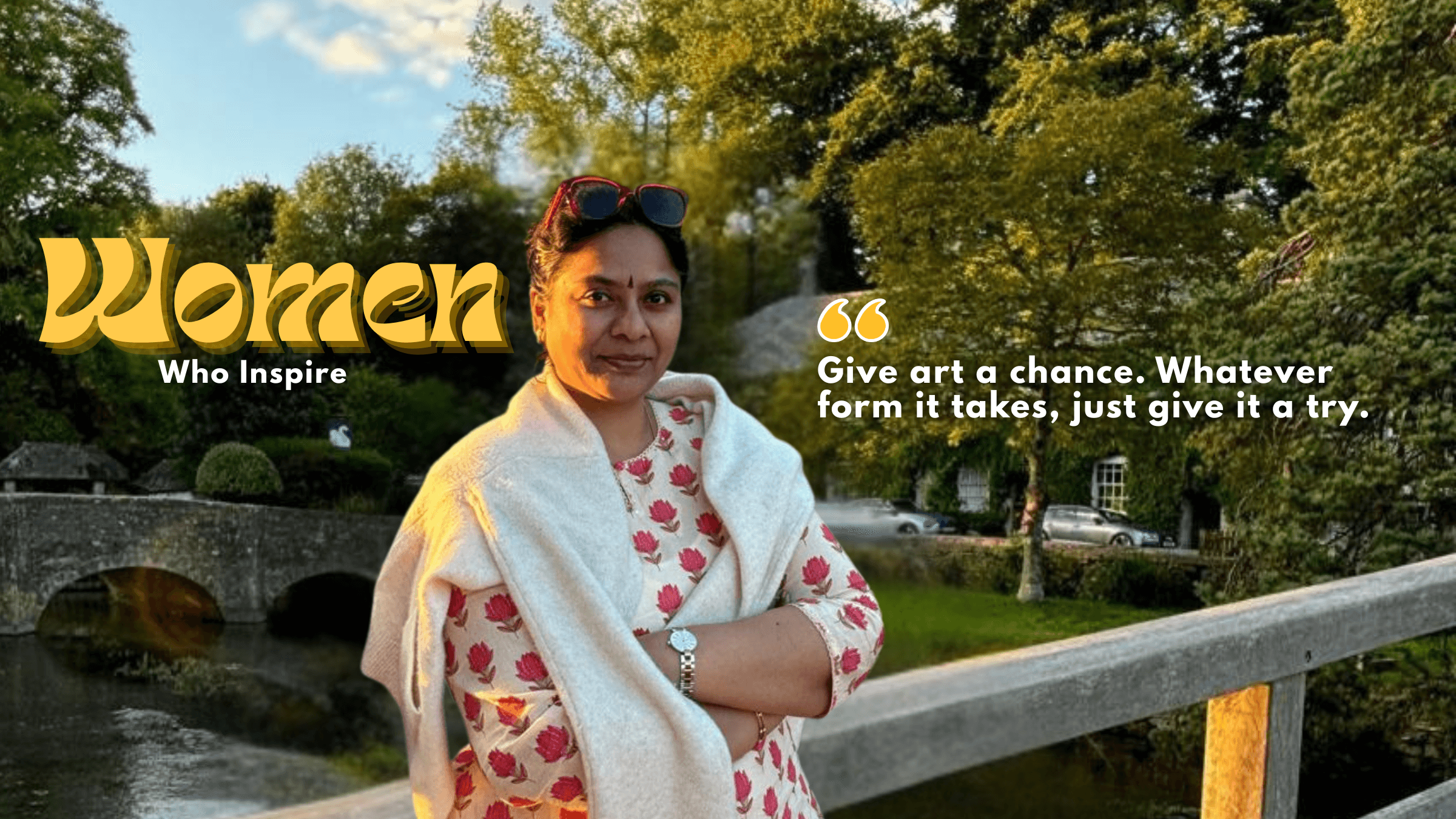 Image of Sudha Suriyanarayana being featured in the women who inspire series by Shree Jai Arts