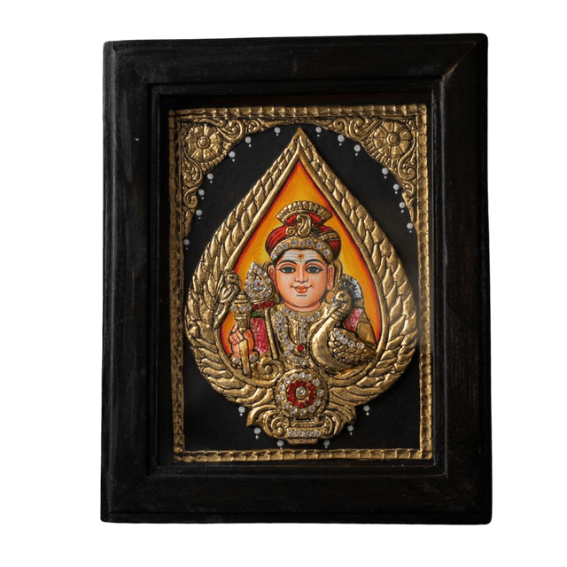Embossed Vel Murugan Tanjore Painting