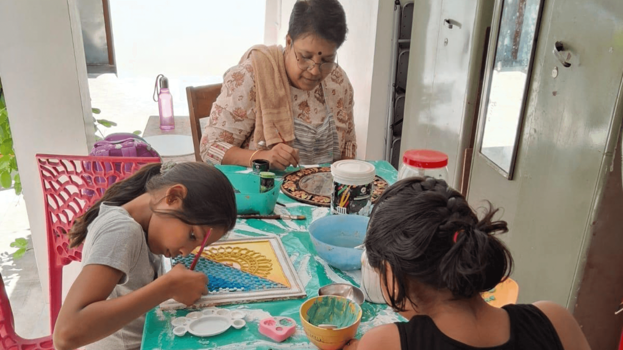 Deepa Painting with Kids in Summer Class held in Karur, Tamil Nadu, India