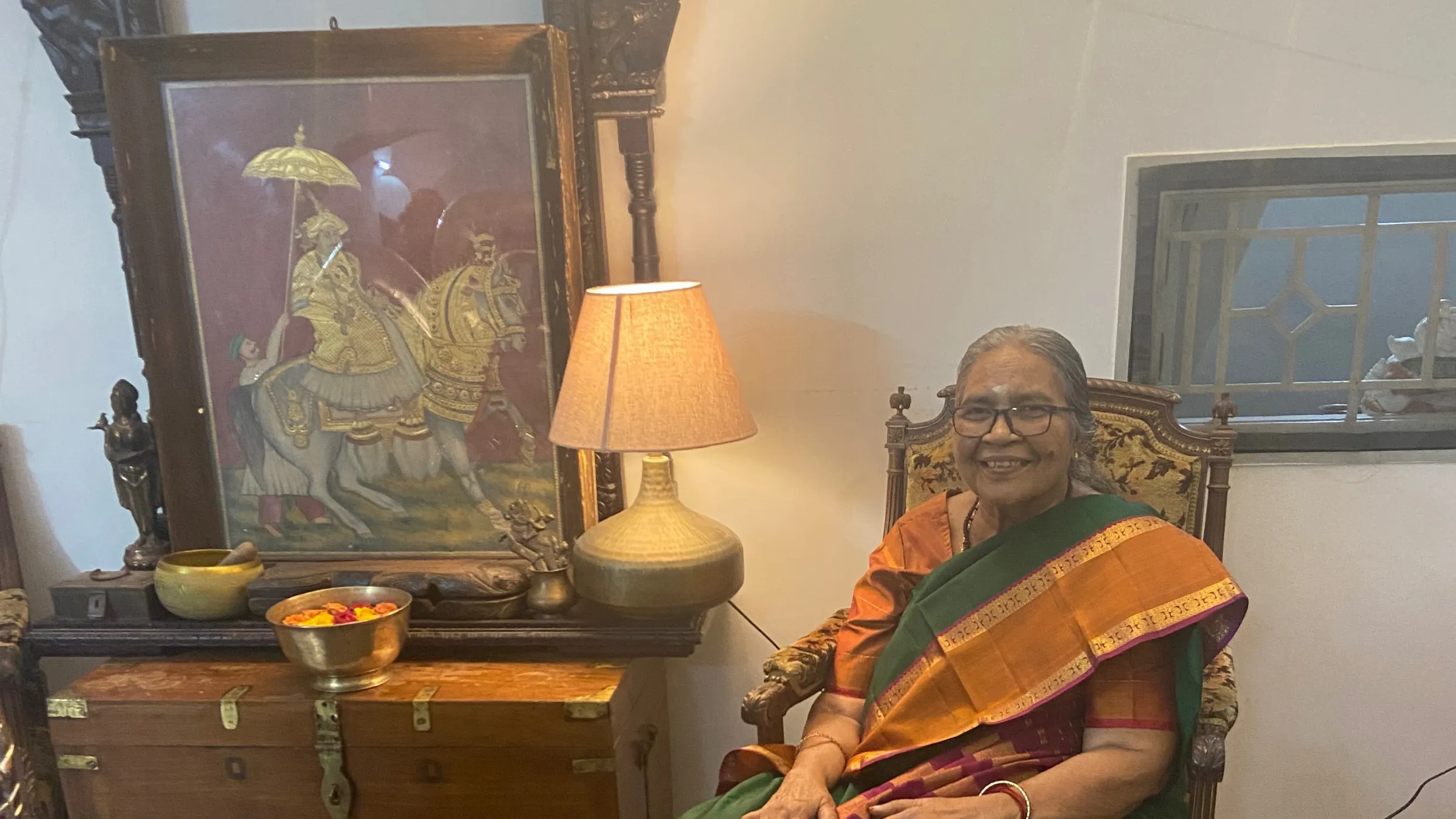 Image of my grandmother with a tanjore painting