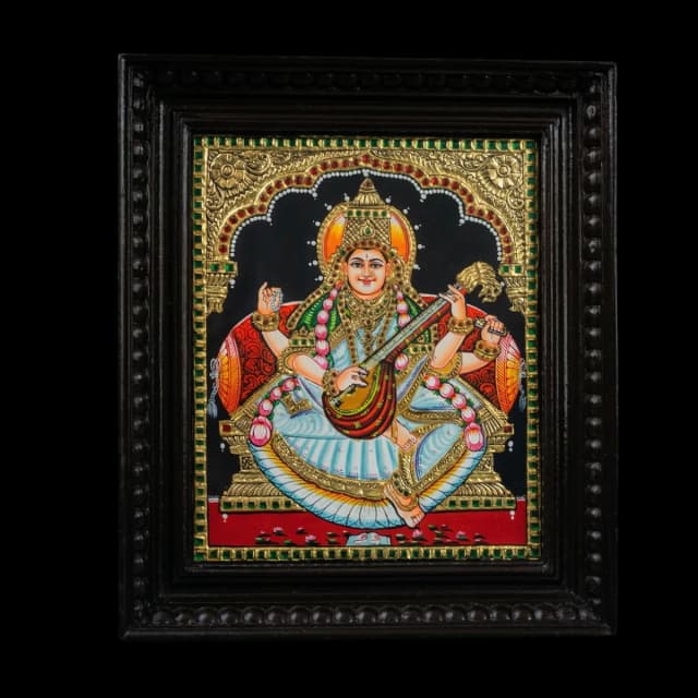 Goddess Saraswati Tanjore Painting