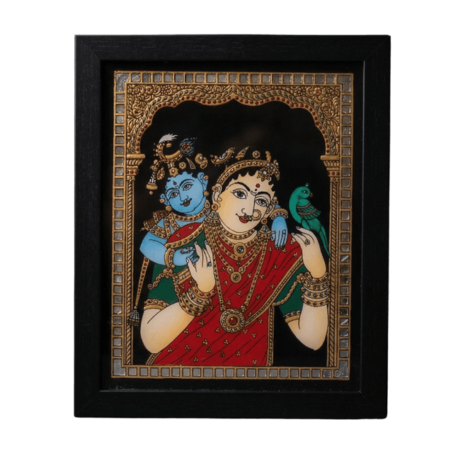 Yashoda & Krishna Reverse Glass Painting