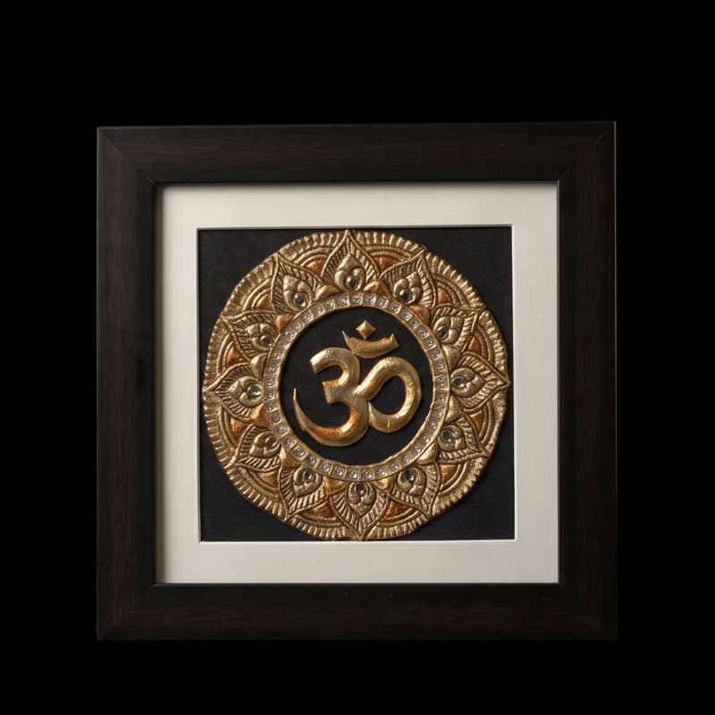Gold Foil Om Mandala Tanjore Painting