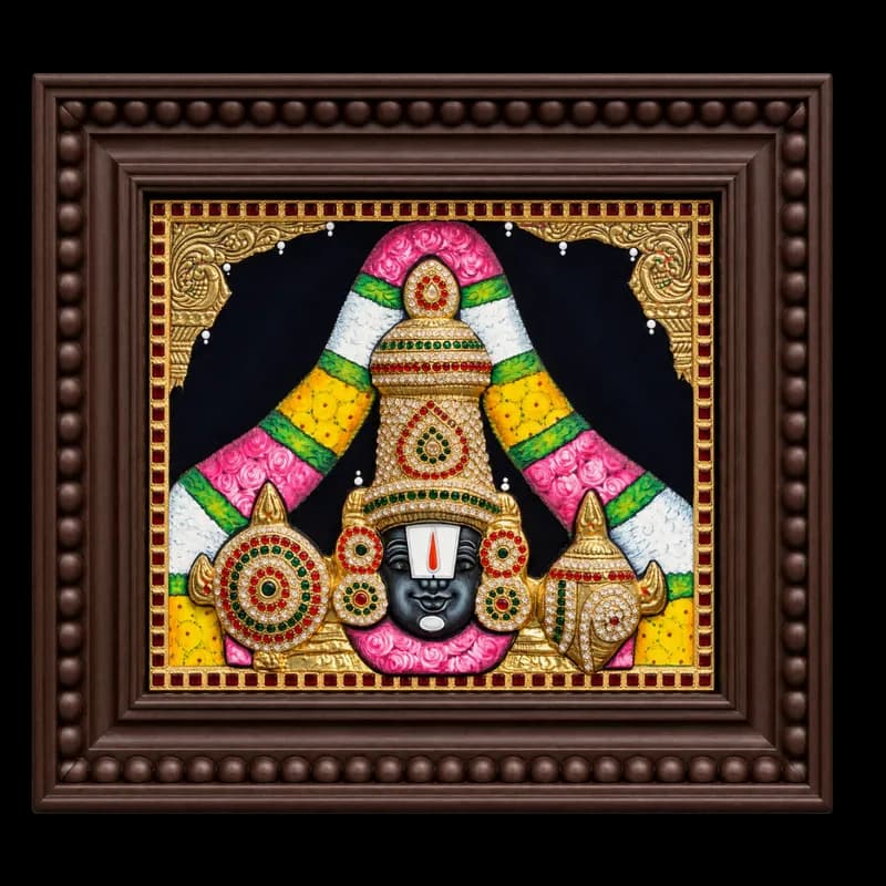 Lord Perumal Super Embossed Tanjore Painting
