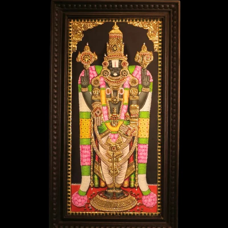 Lord Perumal Tanjore Painting by Shree Jai Arts