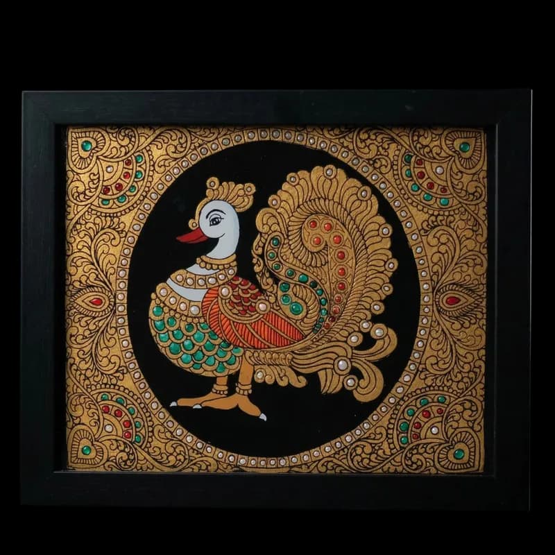 Annapakshi bird in Reverse glass painting