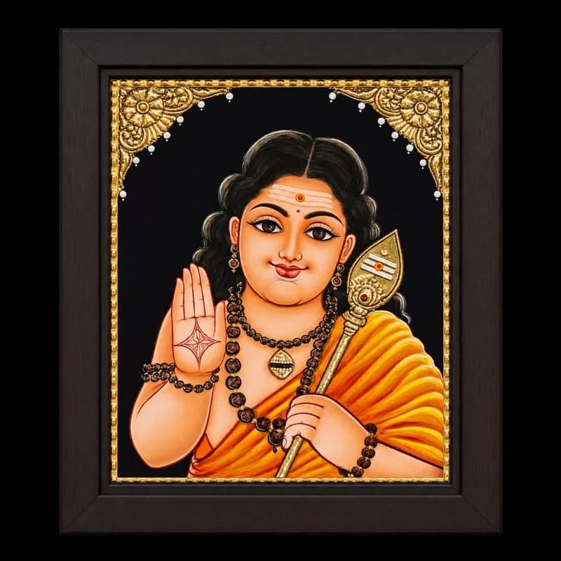 Sri Kumara Guru Murugan Tanjore Painting